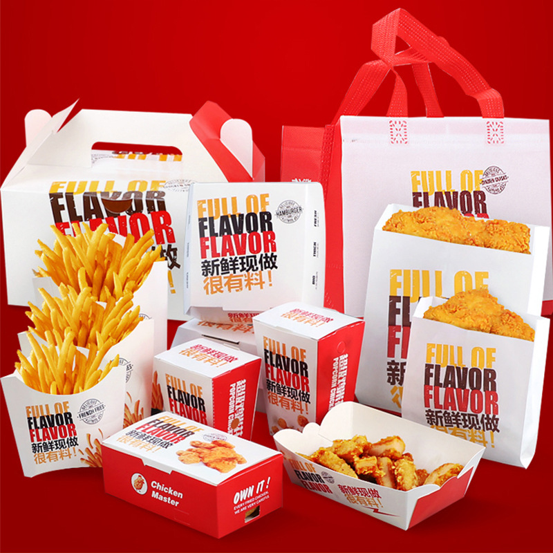 Food Food Kraft Paper Lunch Box Fried Chicken Burger Packaging Box French Fries Box Pizza Pizza Balls Balls